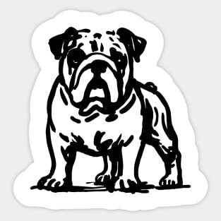 Stick figure bulldog in black ink Sticker